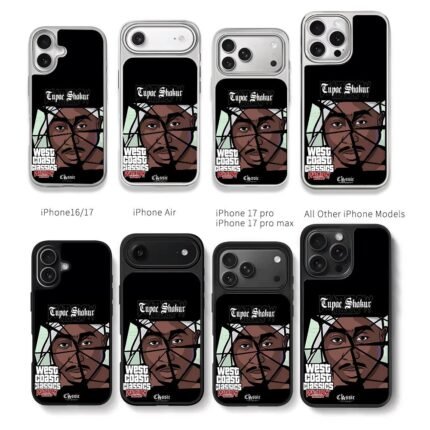 Cartoon Tupac Death Row Records Chris Brown Phone Case Black Electroplated Silver For Iphone 11 To 17