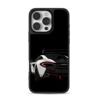 Cartoon white McLaren rear art Phone Case for iPhone 11-17 & Samsung Galaxy S24-S26