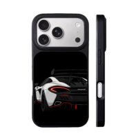 Cartoon white McLaren rear art iPhone 17 Pro Max Black Case