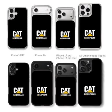 CAT Caterpillar triangle logo Chris Brown Phone Case Black Electroplated Silver For Iphone 11 To 17