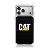 CAT logo on black honeycomb iPhone 17 Pro Max Electroplated Silver Case1