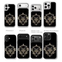 Celestial gold wolf moon stars Chris Brown Phone Case Black Electroplated Silver For Iphone 11 To 17