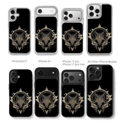 Celestial gold wolf moon stars Chris Brown Phone Case Black Electroplated Silver For Iphone 11 To 17