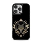 Celestial gold wolf moon stars Phone Case for iPhone 11-17 & Samsung Galaxy S24-S26