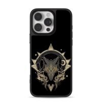 Celestial gold wolf moon stars Phone Case for iPhone 11-17 & Samsung Galaxy S24-S26