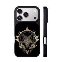 Celestial gold wolf moon stars iPhone 17 Pro Max Black Case