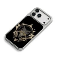 Celestial gold wolf moon stars iPhone 17 Pro Max Electroplated Silver Case2