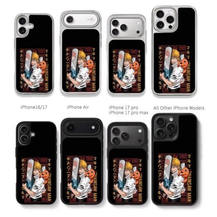 Chainsaw Man Denji Pochita art Chris Brown Phone Case Black Electroplated Silver For Iphone 11 To 17