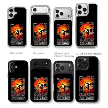 Chainsaw Man Denji silhouette Chris Brown Phone Case Black Electroplated Silver For Iphone 11 To 17