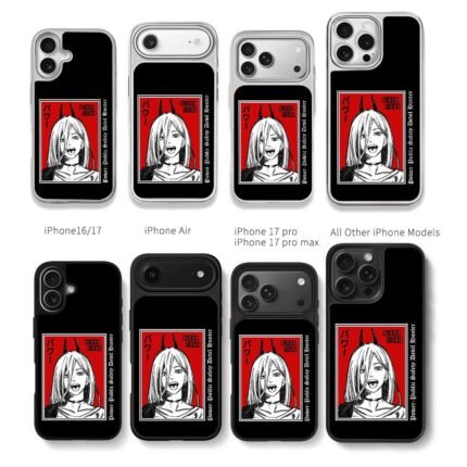 Chainsaw Man Power Blood Fiend Chris Brown Phone Case Black Electroplated Silver For Iphone 11 To 17