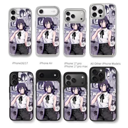 Chainsaw Man Reze collage Chris Brown Phone Case Black Electroplated Silver For Iphone 11 To 17