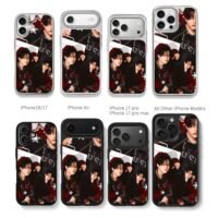 Changbin Stray Kids y2k collage Chris Brown Phone Case Black Electroplated Silver For Iphone 11 To 17