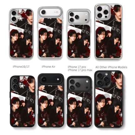 Changbin Stray Kids y2k collage Chris Brown Phone Case Black Electroplated Silver For Iphone 11 To 17