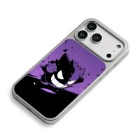 Charging Gengar on purple black iPhone 17 Pro Max Electroplated Silver Case2