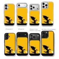Charizard spits fire on yellow Chris Brown Phone Case Black Electroplated Silver For Iphone 11 To 17
