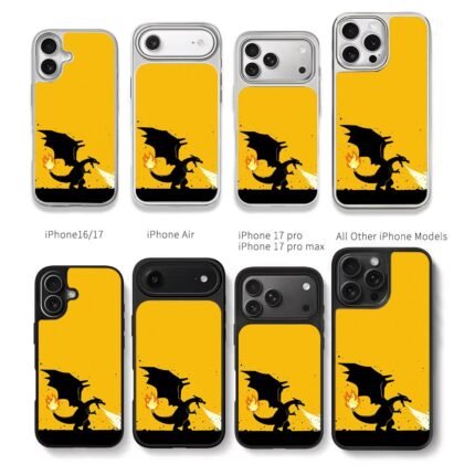 Charizard spits fire on yellow Chris Brown Phone Case Black Electroplated Silver For Iphone 11 To 17