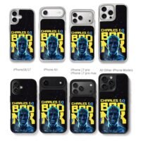 Charles Do Bronx UFC neon portrait Chris Brown Phone Case Black Electroplated Silver For Iphone 11 To 17