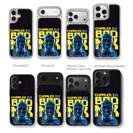 Charles Do Bronx UFC neon portrait Chris Brown Phone Case Black Electroplated Silver For Iphone 11 To 17