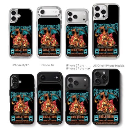 Charmander Charizard evolution Chris Brown Phone Case Black Electroplated Silver For Iphone 11 To 17