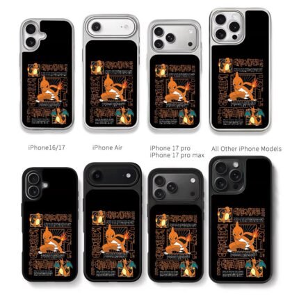 Charmander Charmeleon Charizard art Chris Brown Phone Case Black Electroplated Silver For Iphone 11 To 17