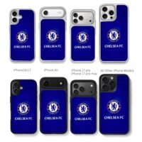 Chelsea FC logo blue backdrop Chris Brown Phone Case Black Electroplated Silver For Iphone 11 To 17