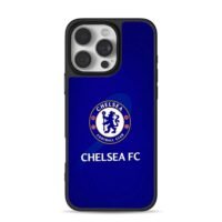 Chelsea FC logo blue backdrop iPhone 16 Pro Max Black Case