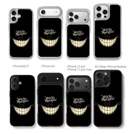 Cheshire Cat Were All Mad Here Chris Brown Phone Case Black Electroplated Silver For Iphone 11 To 17