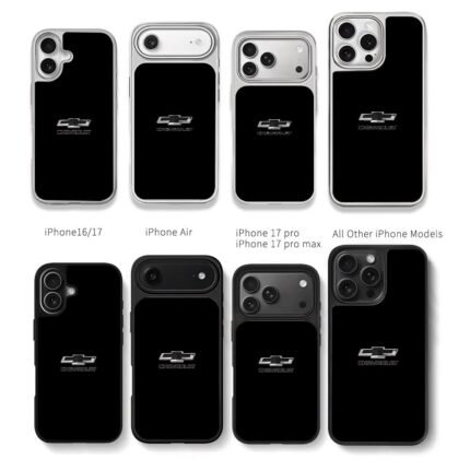 Chevrolet bowtie logo and text Chris Brown Phone Case Black Electroplated Silver For Iphone 11 To 17