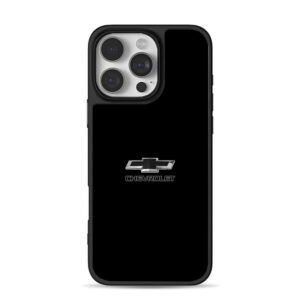 Chevrolet bowtie logo and text iPhone 16 Pro Max Black Case
