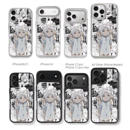 Chibi Frieren Sousou manga collage Chris Brown Phone Case Black Electroplated Silver For Iphone 11 To 17