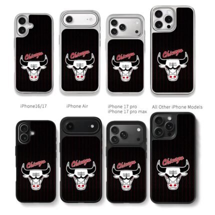 Chicago Bulls bull head logo Chris Brown Phone Case Black Electroplated Silver For Iphone 11 To 17