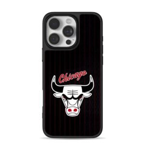 Chicago Bulls logo red script stripes Phone Case for iPhone 11-17 & Samsung Galaxy S24-S26