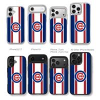 Chicago Cubs stripe logo Chris Brown Phone Case Black Electroplated Silver For Iphone 11 To 17