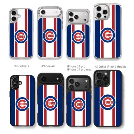 Chicago Cubs stripe logo Chris Brown Phone Case Black Electroplated Silver For Iphone 11 To 17