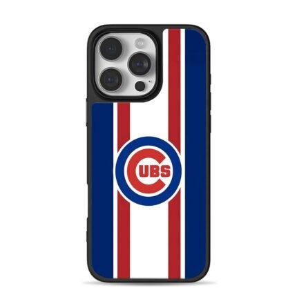Chicago Cubs stripe logo iPhone 16 Pro Max Black Case