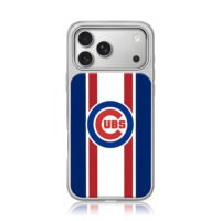 Chicago Cubs stripe logo iPhone 17 Pro Max Electroplated Silver Case1