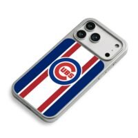Chicago Cubs stripe logo iPhone 17 Pro Max Electroplated Silver Case2