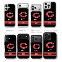 ChicagoBearsNikeGSHredstripes Chris Brown Phone Case Black Electroplated Silver For Iphone 11 To 17