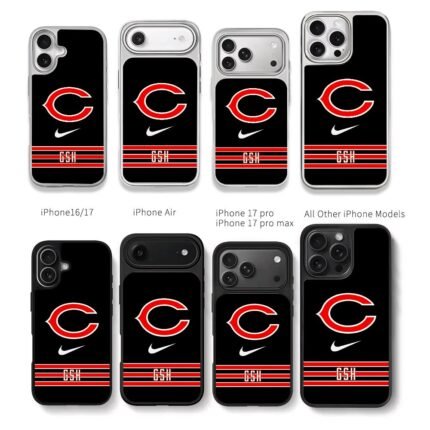 ChicagoBearsNikeGSHredstripes Chris Brown Phone Case Black Electroplated Silver For Iphone 11 To 17