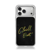 Chill Out on dark starry background iPhone 17 Pro Max Electroplated Silver Case1