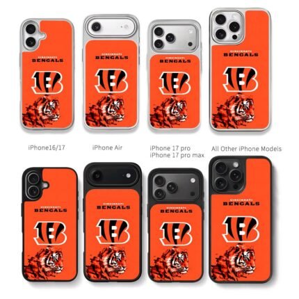 Cincinnati Bengals tiger logo Chris Brown Phone Case Black Electroplated Silver For Iphone 11 To 17