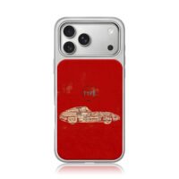 Classic newspaper sports car red iPhone 17 Pro Max Electroplated Silver Case1