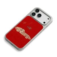 Classic newspaper sports car red iPhone 17 Pro Max Electroplated Silver Case2