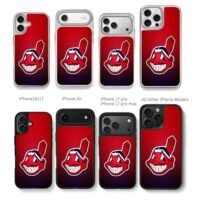 Cleveland Indians Wahoo logo Chris Brown Phone Case Black Electroplated Silver For Iphone 11 To 17