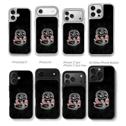 Cobra Kai angry cobra logo Chris Brown Phone Case Black Electroplated Silver For Iphone 11 To 17
