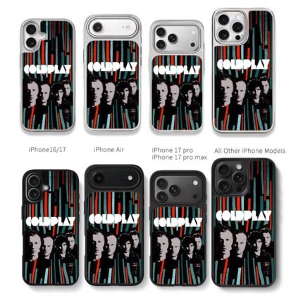 Coldplay band members stripes Chris Brown Phone Case Black Electroplated Silver For Iphone 11 To 17