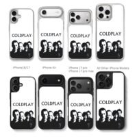 Coldplay four band black white art Chris Brown Phone Case Black Electroplated Silver For Iphone 11 To 17