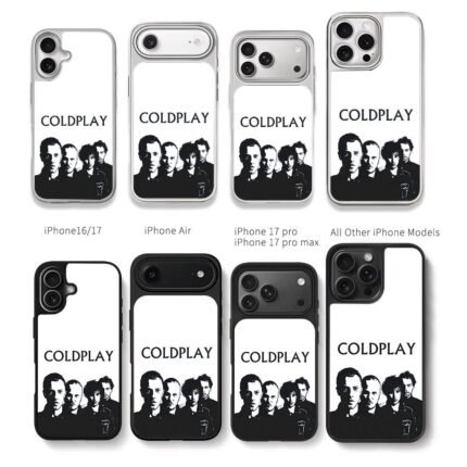 Coldplay four band black white art Chris Brown Phone Case Black Electroplated Silver For Iphone 11 To 17