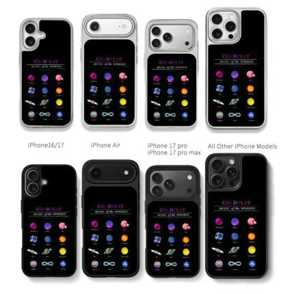 Coldplay Music of the Spheres Chris Brown Phone Case Black Electroplated Silver For Iphone 11 To 17