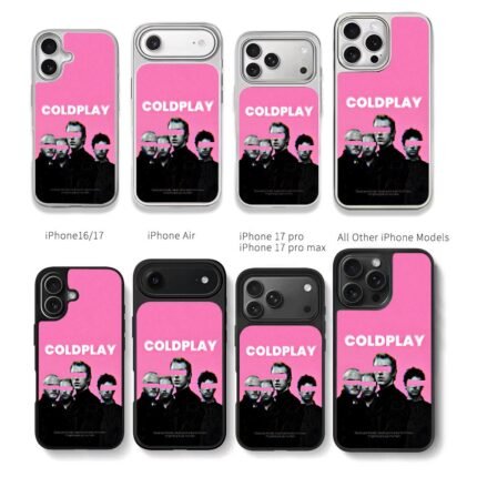 Coldplay pink glitch band art Chris Brown Phone Case Black Electroplated Silver For Iphone 11 To 17